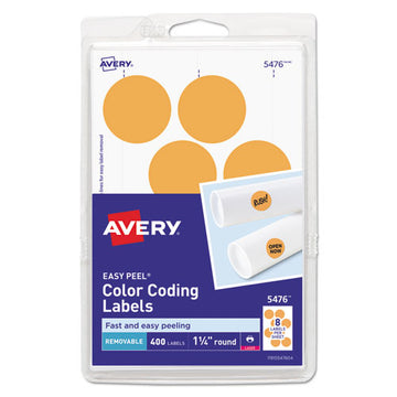 Avery® Printable Self-adhesive Removable Color-coding Labels, 1.25" Dia., Neon Orange, 8-sheet, 50 Sheets-pack, (5476) freeshipping - TVN Wholesale